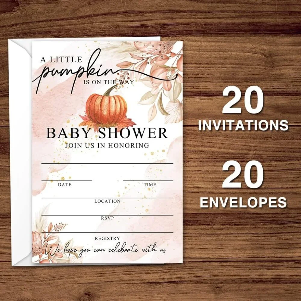 Baby Shower Invitation Cards and Envelopes Fall